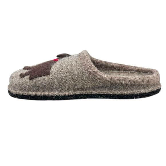 Haflinger Women’s Brown Wool Doggy Dog Mule Slippers Size 41 US 10 - Picture 2 of 11